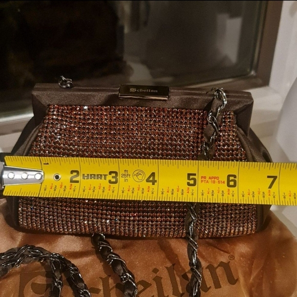 Authentic Scheilan Firenze Satin Rhinestone Clutch/Crossbody BRAND NEW - Picture 8 of 12